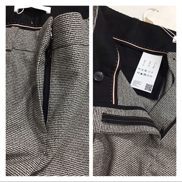 Boss Women Tulea3 Black High Waist Wide Leg Trouser Pants Houndstooth New Size 4 - Picture 5 of 16